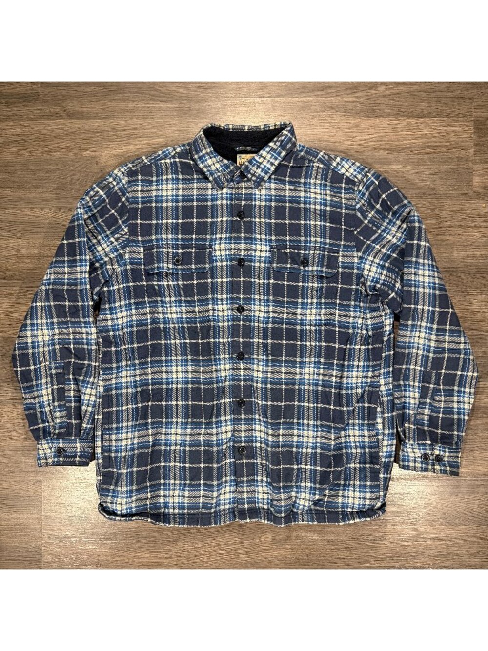L.L. Bean Men's Fleece-Lined Flannel Shirt - Navy/White